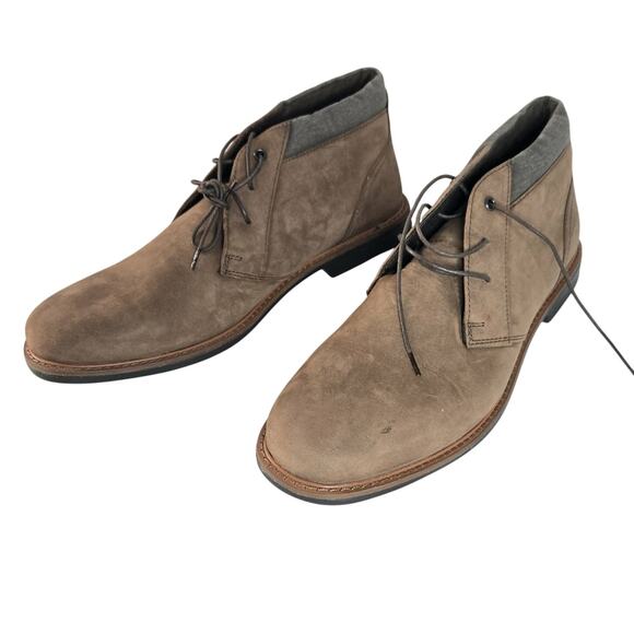 Hawker Rye Declan Contrast Stitch Leather Canvas Chukka Ankle Boot Size 12 - Picture 1 of 5
